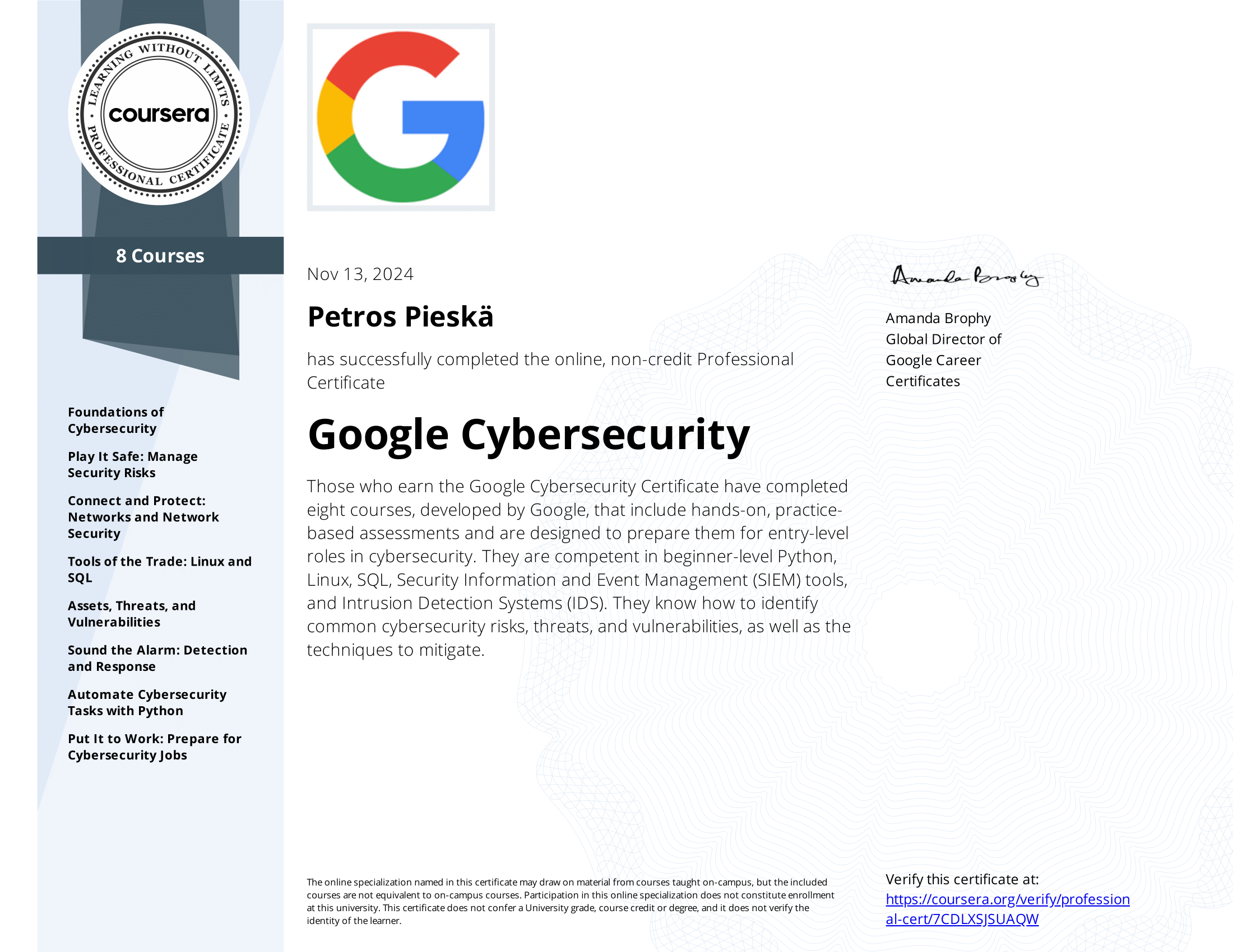 Cybersecurity Certificate