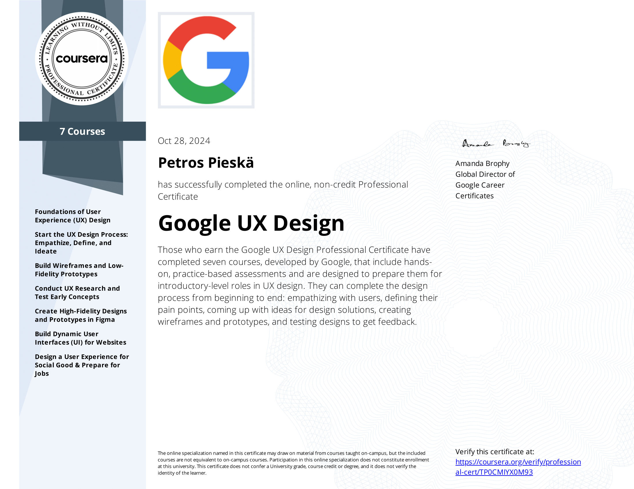 UX Design Certificate